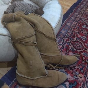 TOD'S SHEARLING OVER THE KNEE BOOTS